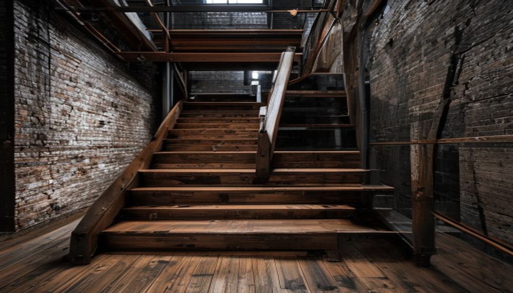 Scala industriale legno e ferro, loft Torino